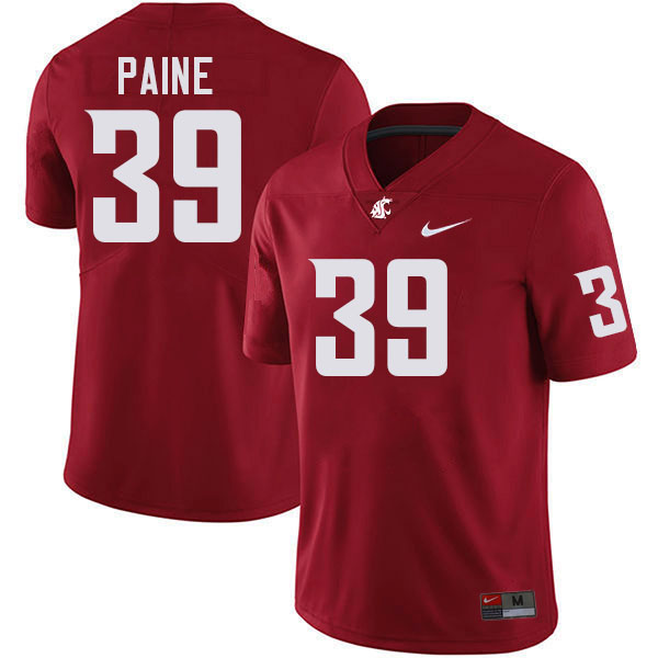 Men #39 Ashton Paine Washington State Cougars College Football Jerseys Stitched-Crimson